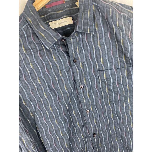 Tommy Bahama Textured Color Waves Cotton/Silk L/S Button Shirt Mens sz XLX XL - Picture 1 of 9